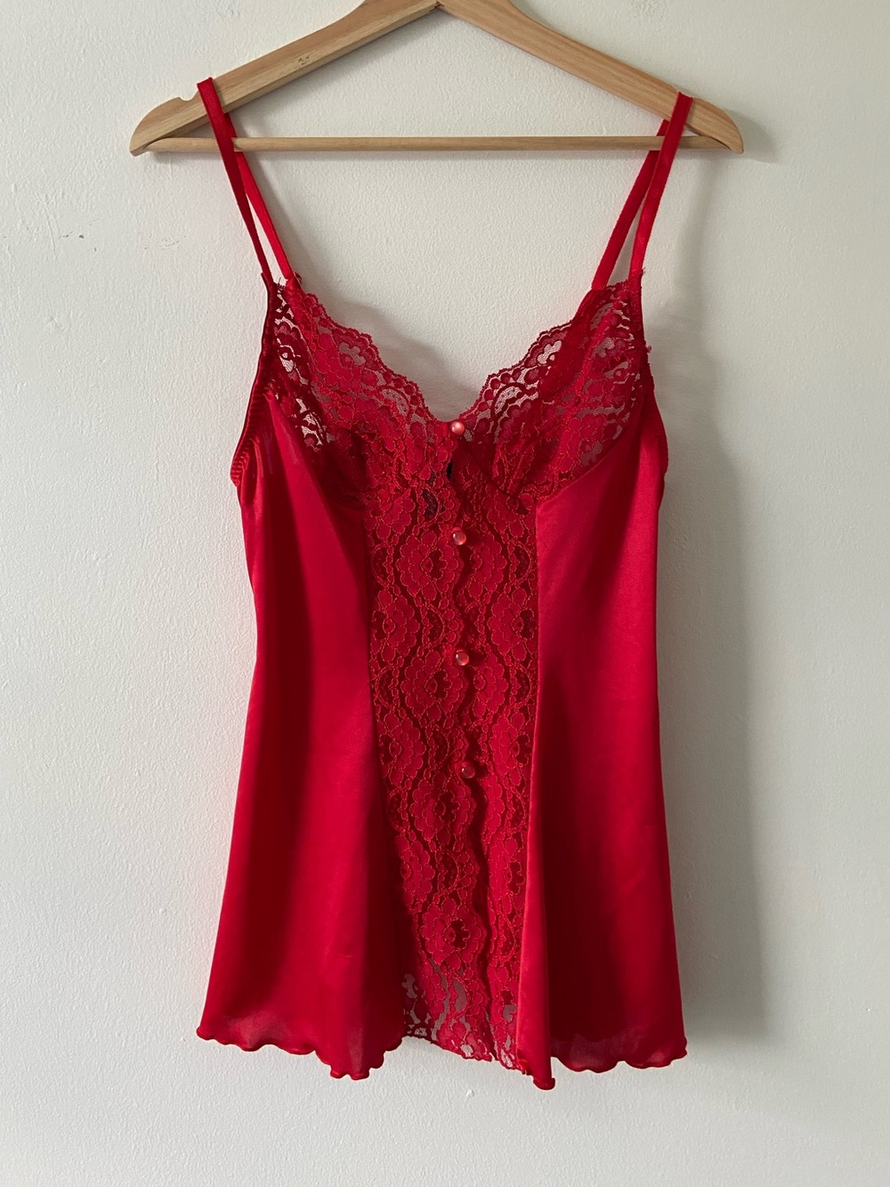 Vintage Red Lace Bustier Babydoll Camisole Top